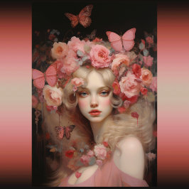 Blonde Beauty - Ein Frauenportrait und Blume Seidenpapier