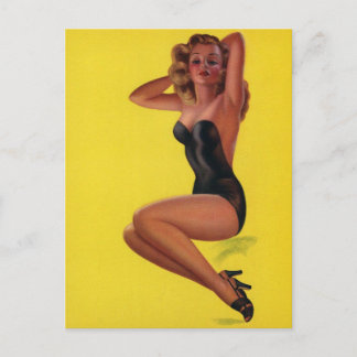 Blonde Beauty Vintages Button Up Girl Postkarte