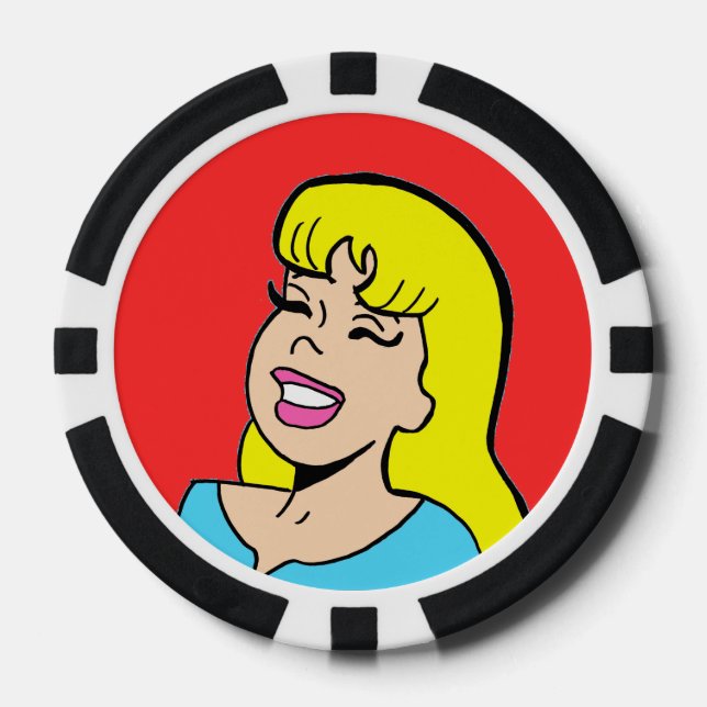 Blonde Bombshell Comic Strip Poker Chip (Vorderseite)