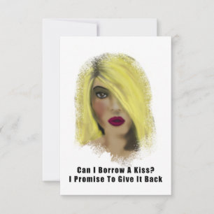Blonde Bombshell Frau leiht sich einen Kuss