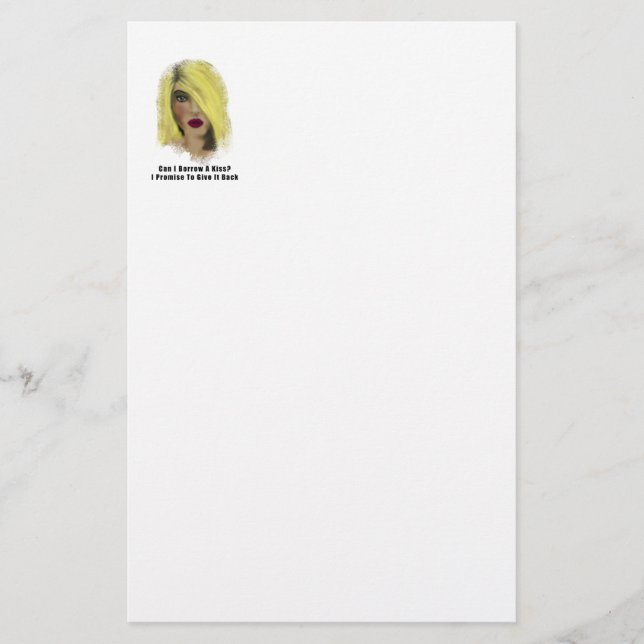 Blonde Bombshell Frau leiht sich einen Kuss Briefpapier (Vorderseite)
