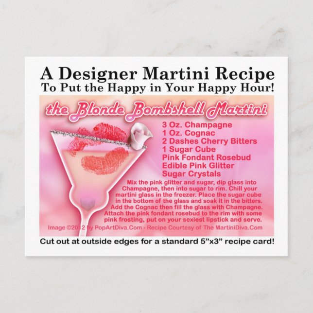 Blonde Bombshell Martini Rezept Postkarte (Vorderseite)