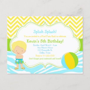 Blonde Boy Pool Party Bash Party Postkarte