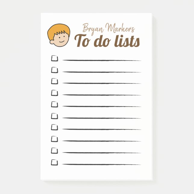 Blonde Boy To do lists Post-it Klebezettel (Vorderseite)