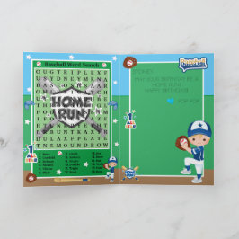 Blonde Boys Baseball Word Search Happy Birthday Karte