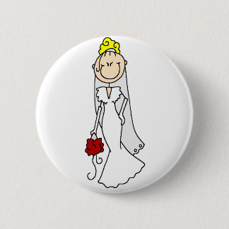 Blonde Braut mit Rosen-Knopf Button