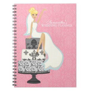 Blonde Bride auf Hochzeitstorte {pink} Notizblock