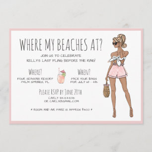 Blonde Bride Bachelorette Beach Party Wochenende Einladung
