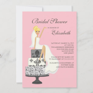 Blonde Bride Bridal Dusche Einladung Rosa Grau