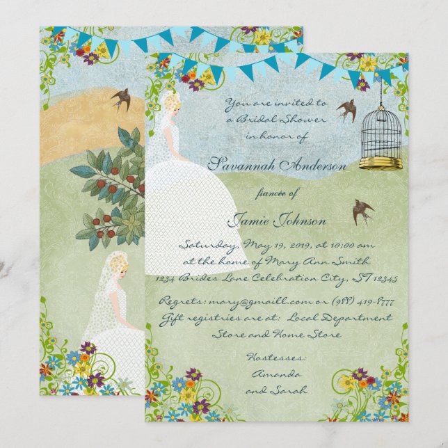 Blonde Bride Garden Bridal Dusche Einladung (Vorne/Hinten)