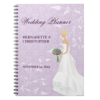 Blonde Bride Lila Hochzeitsplaner Notizblock