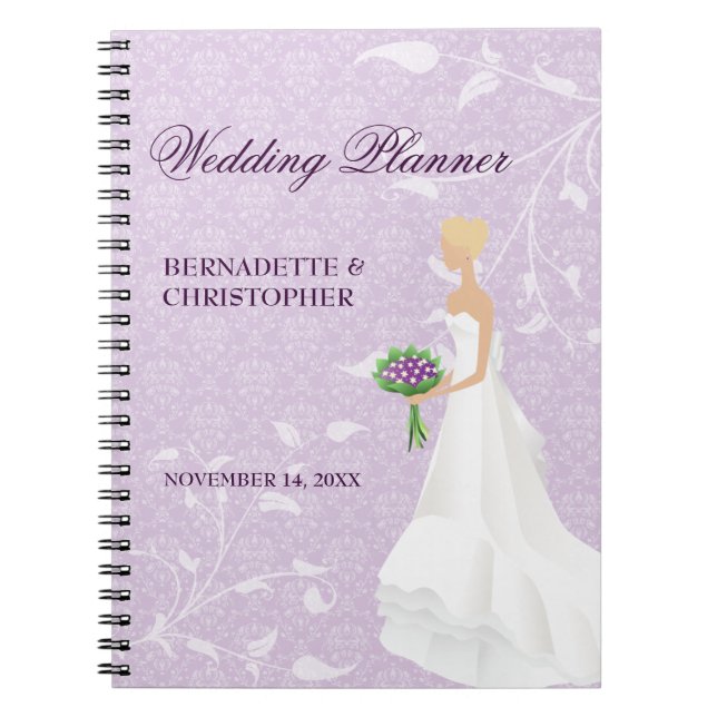 Blonde Bride Lila Hochzeitsplaner Notizblock (Vorderseite)