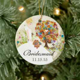 Blonde Bridesmaid gibt Blume Tree Keramikornament