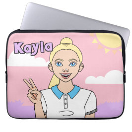 Blonde Cartoon Girl Pink School Pencil Case