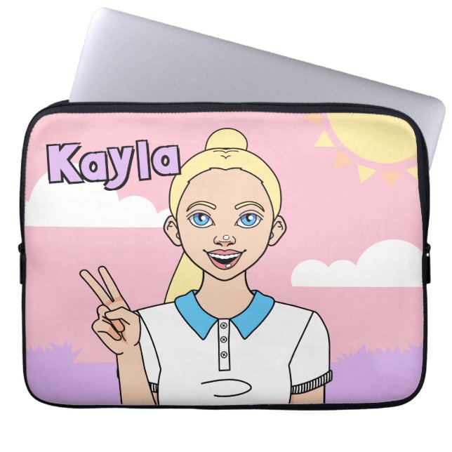 Blonde Cartoon Girl Pink School Pencil Case (Vorderseite)