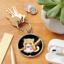 Blonde Chibi Katzenmädchen im Midi-Kleid