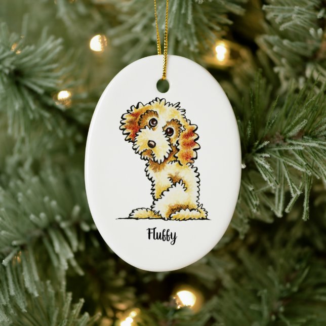 Blonde Cocker Spanel Poodle Mix Personalisiert Keramik Ornament (Baum)