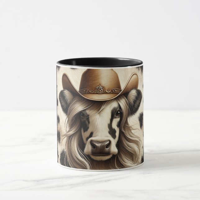 Blonde Country Cow Girl Funny Tasse (Zentrum)