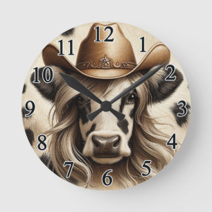 Blonde Country Kuh Mädchen Lustig Runde Wanduhr