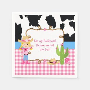 Blonde Cowgirl Western Birthday Party Serviette
