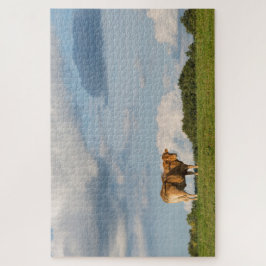 Blonde d'Aquitaine Kuh in der Region Dordogne, Fra Puzzle