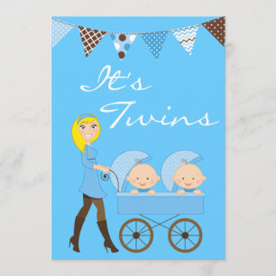 Blonde Doppeljungen-Babyparty-Einladung Einladung