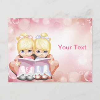 Blonde Doppelmädchen-Postkarte Postkarte