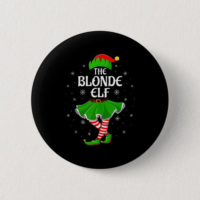 Blonde Elf Christmas Family Girls Women Elf Squad  Button (Vorderseite)