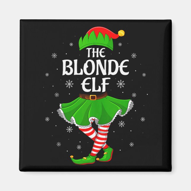 Blonde Elf Christmas Family Girls Women Elf Squad  Magnet (Vorne)