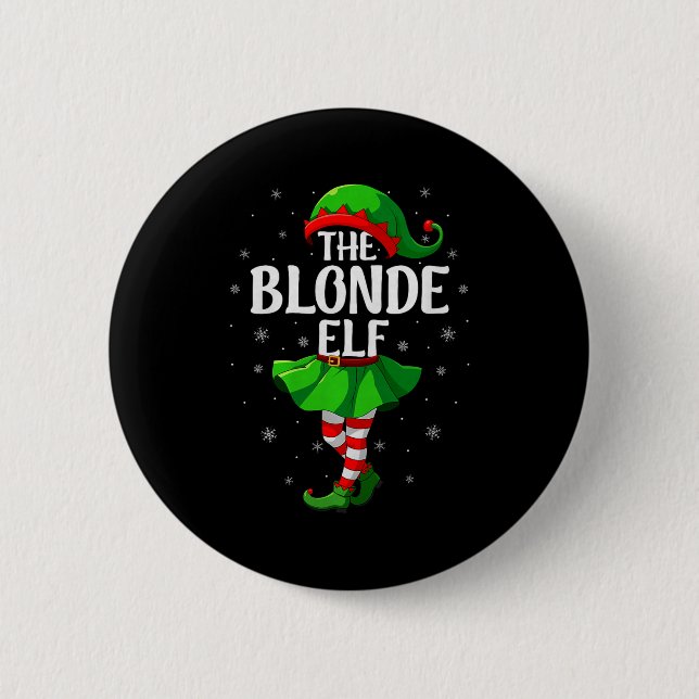 Blonde Elf Christmas Girls Women Elf Squad Xmas Fa Button (Vorderseite)