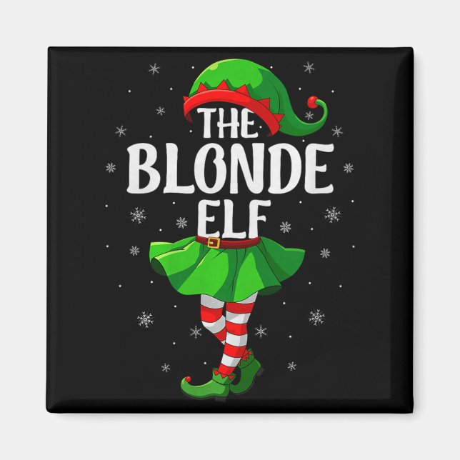 Blonde Elf Christmas Girls Women Elf Squad Xmas Fa Magnet (Vorne)