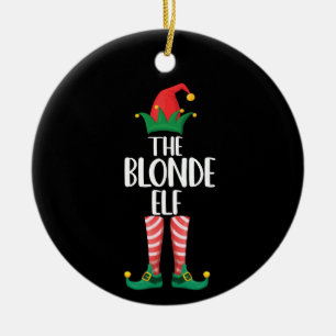Blonde Elf Matching Familienweihnachtself Keramik Ornament