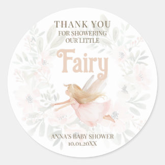 Blonde Fairy Baby Dusche Vielen Dank Runder Aufkleber