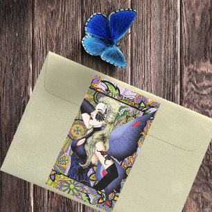 Blonde Fairy Floral Lila Rechteckiger Aufkleber