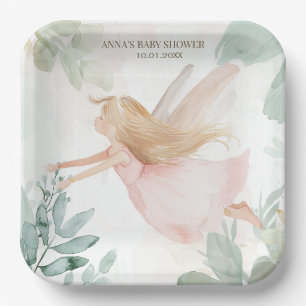 Blonde Fairy Girl Baby Dusche Pappteller
