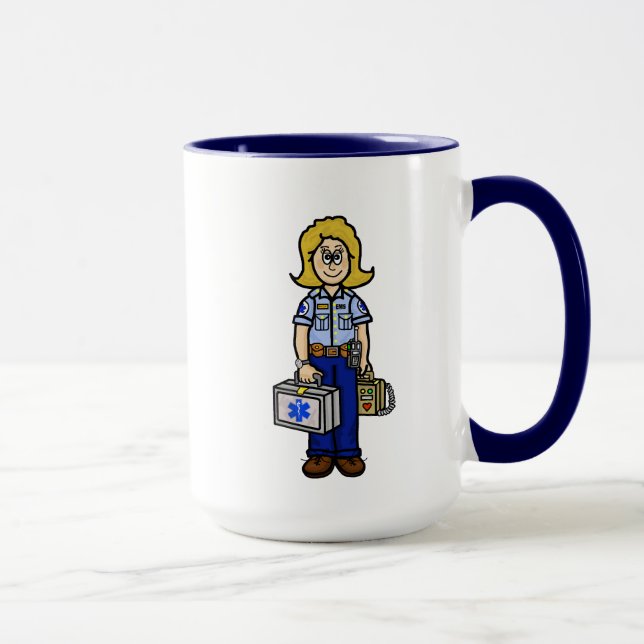 Blonde Female EMS Worker Personalisiert Name Tasse (Rechts)