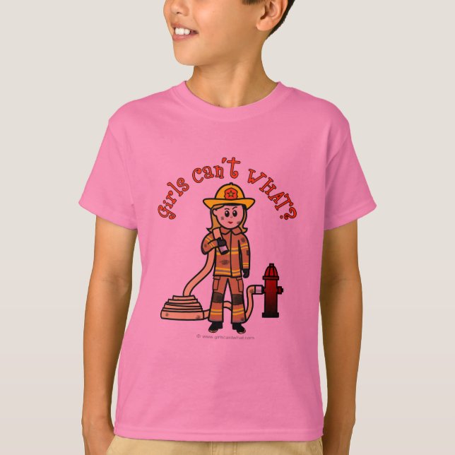 Blonde Feuerwehrmädchen T-Shirt (Vorderseite)