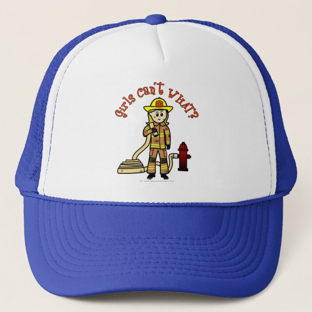 Blonde Feuerwehrmädchen Truckerkappe (Vorderseite)