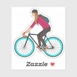 Blonde Fixie Girl Sticker_3x3 Aufkleber