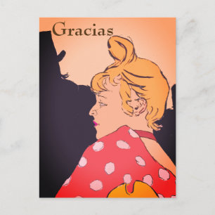 Blonde Frau, Gracias, Text auf Postkarte ändern
