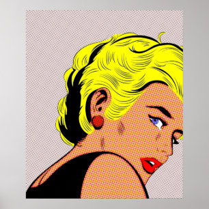 blonde Frau Pop Art Frau Vintage Comic Mädchen Pop Poster