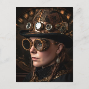 Blonde Frau Steampunk Mode Postkarte