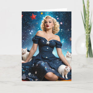 Blonde Frau und Katzen Blank Innere All Anlass Karte