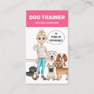 Blonde Girl and Hunde personalizable Dog Trainer Visitenkarte