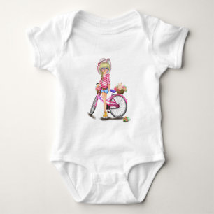 Blonde Girl and Pink Bike Baby Bodysuit Geschenk Strampler