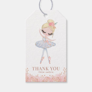 Blonde Girl Ballerina in weißem Kleid Geburtstag Geschenkanhänger