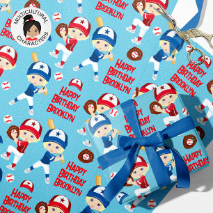 Blonde Girl Baseball Personalisiert Wrapping Paper Geschenkpapier