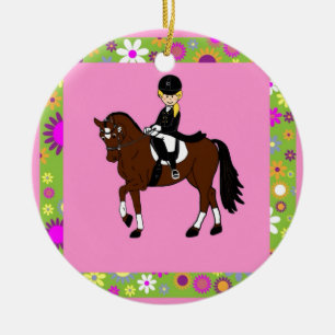 Blonde Girl Dressurreiter Karikatur Keramikornament