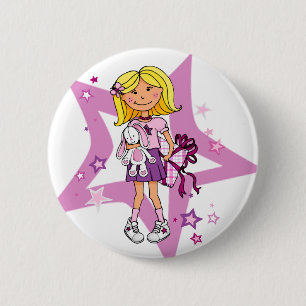 Blonde Girl Haar mit Geschenksstarre Button