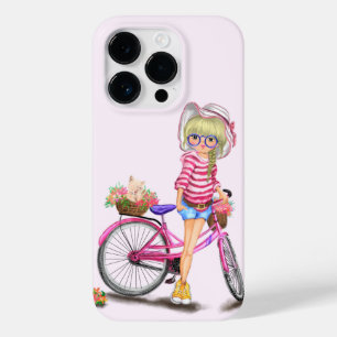 Blonde Girl mit rosa Bike Case-Mate iPhone 14 Pro Hülle
